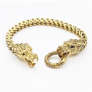 304 Stainless Steel Dragon Bracelet Gold Plated, approx 15-30mm, 20mm, 6mm, 21cm length