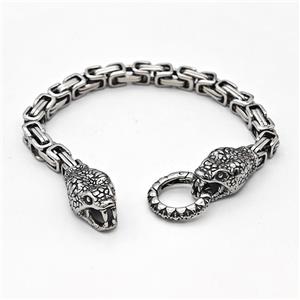 304 Stainless Steel Snake Bracelet Antique Silver, approx 14-28mm, 19mm, 6mm, 21cm length