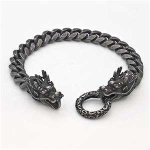 304 Stainless Steel Dragon Bracelet Antique Black, approx 15-28mm, 19mm, 10mm, 21cm length