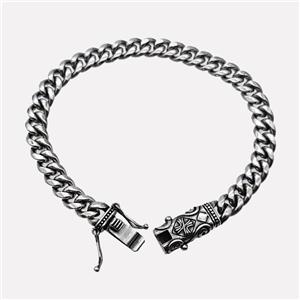 304 Stainless Steel Bracelet Antique Silver, approx 10-35mm, 8mm, 21cm length