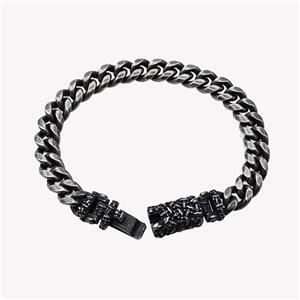 304 Stainless Steel Bracelet Antique Black, approx 12-35mm, 10mm, 21cm length