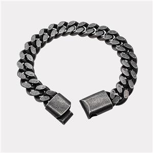 304 Stainless Steel Bracelet Antique Black, approx 14-45mm, 12mm, 21cm length