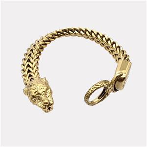 304 Stainless Steel Bracelet Leopard Gold Plated, approx 18-25mm, 17-40mm, 12mm, 21cm length