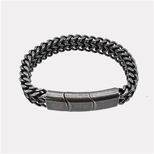 304 Stainless Steel Bracelet Antique Black, approx 15-45mm, 12mm, 21cm length