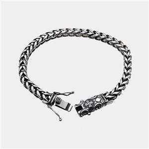 304 Stainless Steel Bracelet Antique Silver, approx 13-35mm, 6mm, 21cm length