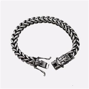 304 Stainless Steel Bracelet Antique Silver, approx 18-40mm, 8mm, 21cm length