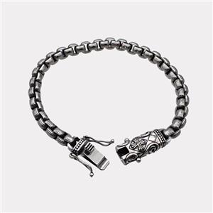 304 Stainless Steel Bracelet Antique Silver, approx 14-30mm, 6mm, 21cm length