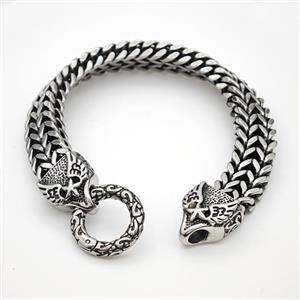 304 Stainless Steel Bracelet Angel Wings Antique Silver, approx 16-20mm, 12mm, 21cm length