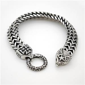 304 Stainless Steel Cross Bracelet Antique Silver, approx 16-20mm, 12mm, 21cm length