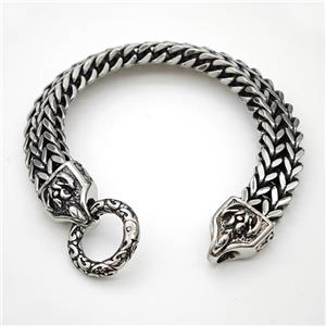 304 Stainless Steel Bracelet Antique Silver, approx 16-20mm, 12mm, 21cm length