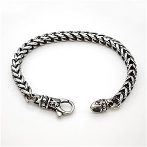 304 Stainless Steel Bracelet Antique Silver, approx 13-25mm, 6mm, 21cm length