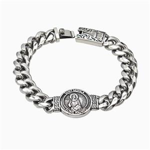 304 Stainless Steel Bracelet Saint Monica Antique Silver, approx 22-45mm, 14-45mm, 13mm, 21cm length