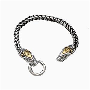 304 Stainless Steel Bracelet Dragon Antique Silver, approx 10-25mm, 6mm, 21cm length