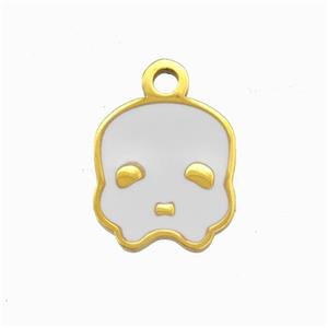 Halloween Skull Bones Charms 304 Stainless Pendant White Enamel Gold Plated, approx 11-12mm