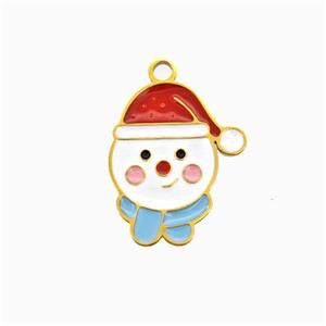 Christmas Gingerbread Man Charms 304 Stainless Steel Pendant Enamel Gold Plated, approx 12-14mm