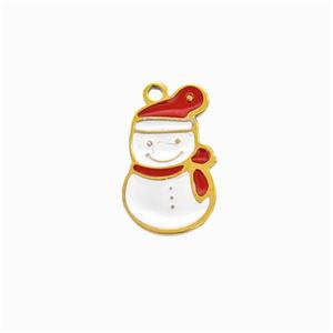 Christmas Snowman Charms 304 Stainless Steel Pendant Enamel Gold Plated, approx 8-13mm