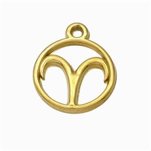 Stainless Steel Symbol Pendant Zodiac Aries Gold Plated, approx 15mm