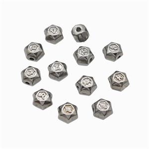 Raw Stainless Steel Symbol Beads Mixed, approx 8mm