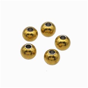 Stainless Steel Round Beads Smooth Gold Plated, approx 5mm