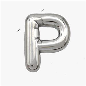 Raw Stainless Steel Letter-P Pendant, approx 15-18mm