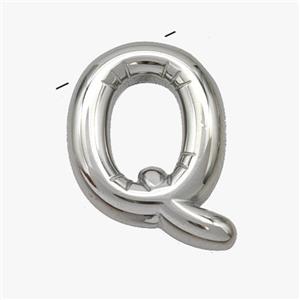 Raw Stainless Steel Letter-Q Pendant, approx 15-18mm