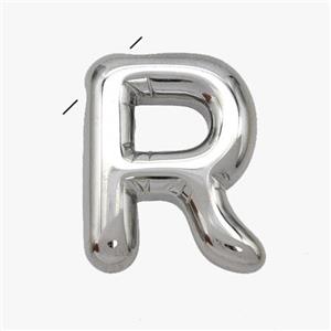 Raw Stainless Steel Letter-R Pendant, approx 15-18mm