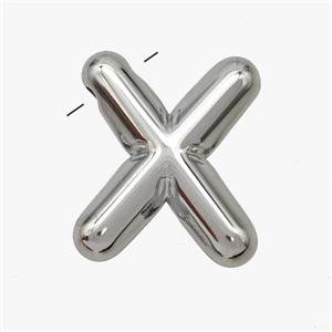 Raw Stainless Steel Letter-X Pendant, approx 15-18mm