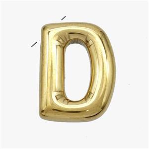 Stainless Steel Letter-D Pendant Gold Plated, approx 15-18mm