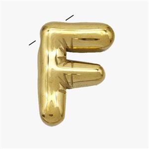 Stainless Steel Letter-F Pendant Gold Plated, approx 15-18mm