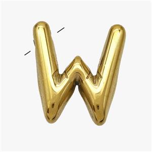 Stainless Steel Letter-W Pendant Gold Plated, approx 15-18mm