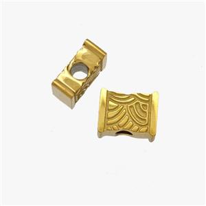 Stainless Steel Beads Rectangle Gold Plated, approx 6-8mm