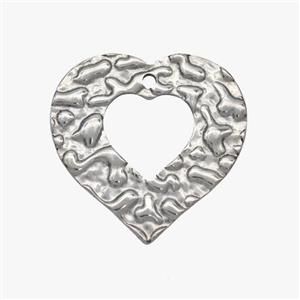 Raw Stainless Steel Heart Pendant Hammered, approx 30mm