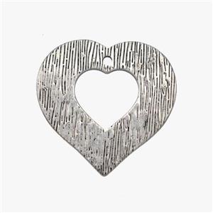 Raw Stainless Steel Heart Pendant Hand Brushed, approx 30mm