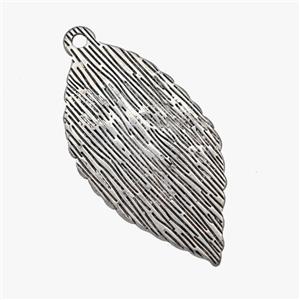 Raw Stainless Steel Leaf Pendant Hand Brushed, approx 18-34mm