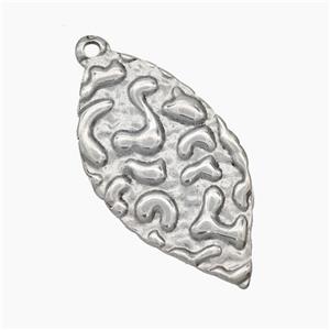 Raw Stainless Steel Leaf Pendant Hammered, approx 18-34mm