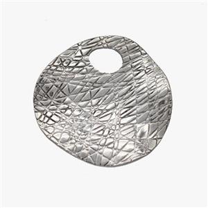 Raw Stainless Steel Circle Pendant Brushed, approx 30mm