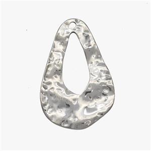 Raw Stainless Steel Teardrop Pendant Hammered, approx 22-35mm