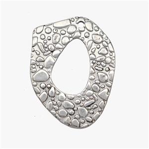 Raw Stainless Steel Pendant Hammered, approx 25-30mm