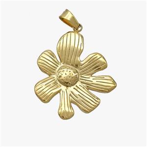 Stainless Steel Flower Pendant Gold Plated, approx 23-26mm