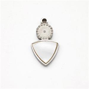 Raw Stainless Steel Triangle Pendant Pave Shell, approx 8-13mm