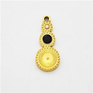 Stainless Steel Clock Pendant Pave Acrylic Gold Plated, approx 6-13mm