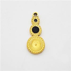 Stainless Steel Clock Pendant Pave Acrylic Gold Plated, approx 6-13mm