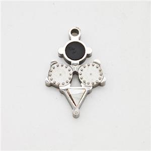 Raw Stainless Steel Clock Pendant Pave Shell Acrylic, approx 10-13mm