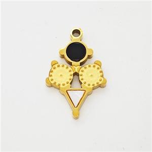 Stainless Steel Clock Pendant Pave Shell Acrylic Gold Plated, approx 10-13mm