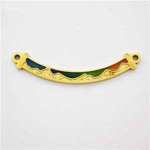 Stainless Steel Stick Pendant Enamel 2loops Gold Plated, approx 3-30mm