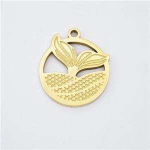 Stainless Steel Mermaid Pendant Gold Plated, approx 14mm