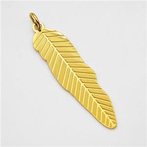 Stainless Steel Leaf Pendant Gold Plated, approx 7-26mm