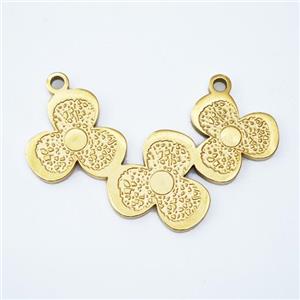 Stainless Steel Clover Link Pendant 2loops Gold Plated, approx 11-30mm