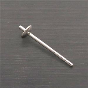 Sterling Silver Stud Earring With Pad, approx 3mm