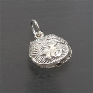 Sterling Silver Lucky Fu Pendant, approx 11-13mm